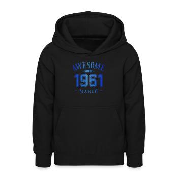 March 1961 - Birthday in March Awesome - Teen Hoodie - black - Front - AI Model Teenager Male light (155cm)