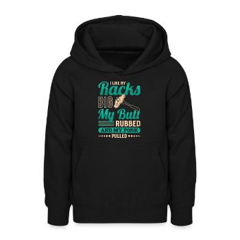 Les amateurs de viande aiment mes carrés gros cul frottés - Sweat à capuche Ado - noir - Devant - AI Model Teenager Male light (155cm)
