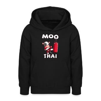 Muay Thai Boxing, Thai Boxing Kickboxing, Moo Thai - Teen Hoodie - black - Front - AI Model Teenager Male light (155cm)