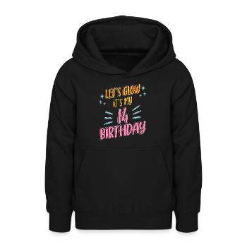 14th birthday Girl Lets Glow My 14 Years Old Gifts - Teen Hoodie - black - Front - AI Model Teenager Male light (155cm)