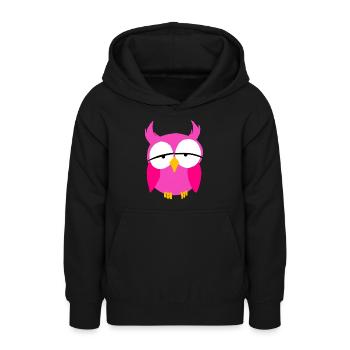 Rosa Mädchen Eule Cartoon Nachtaktive Raubvögel - Teenager Hoodie - Schwarz - Vorne - AI Model Teenager Male light (155cm)