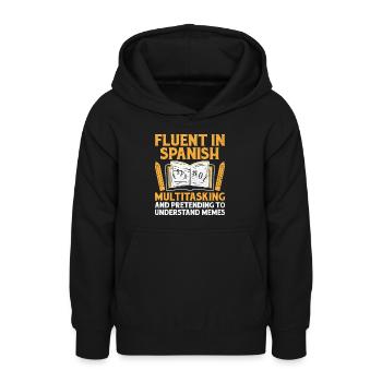 Professeur de langues étrangères École Professeurs de langues - Sweat à capuche Ado - noir - Devant - AI Model Teenager Male light (155cm)