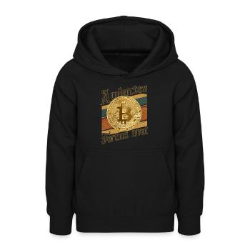 Rétro Bitcoin Audentes Fortuna Iuvat Crypto - Sweat à capuche Ado - noir - Devant - AI Model Teenager Male light (155cm)