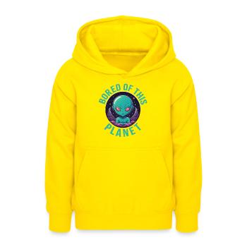 Marre de cette planète. - Sweat à capuche Ado - jaune - Devant - AI Model Teenager Male dark (155cm)
