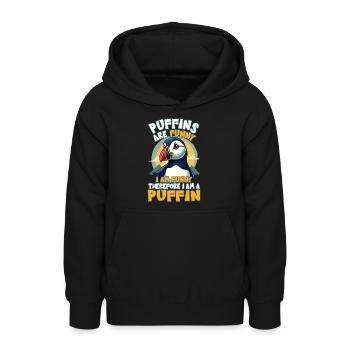 Macareux, les macareux sont drôles - Sweat à capuche Ado - noir - Devant - AI Model Teenager Male light (155cm)