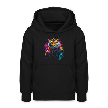 Hip Hop Tiger Vintage Urban Streetwear - Teenager Hoodie - Schwarz - Vorne - AI Model Teenager Male light (155cm)