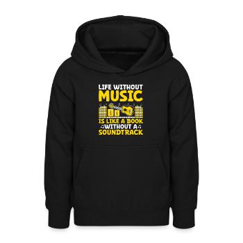 La vie sans musique est comme un livre sans sonorité - Sweat à capuche Ado - noir - Devant - AI Model Teenager Male light (155cm)