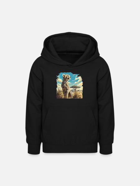 Cheetah Geparde Gepard - Teenager Hoodie - Schwarz