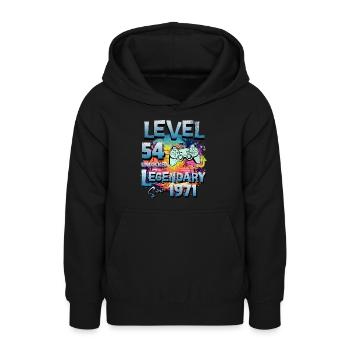 Level 54 Unlocked since 1982 Birthday - Teen Hoodie - black - Front - AI Model Teenager Male light (155cm)