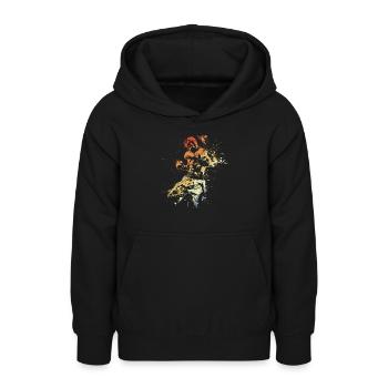 Kickboxing Vintage Look - Sweat à capuche Ado - noir - Devant - AI Model Teenager Male light (155cm)