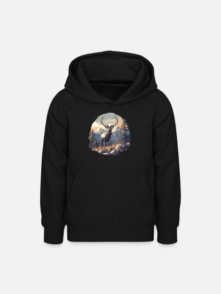 Hirsche Hirsch - Teenager Hoodie - Schwarz
