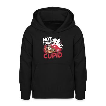 Célibataire & Anti Amour Saint-Valentin Pas aujourd’hui Cupidon - Sweat à capuche Ado - noir - Devant - AI Model Teenager Male light (155cm)