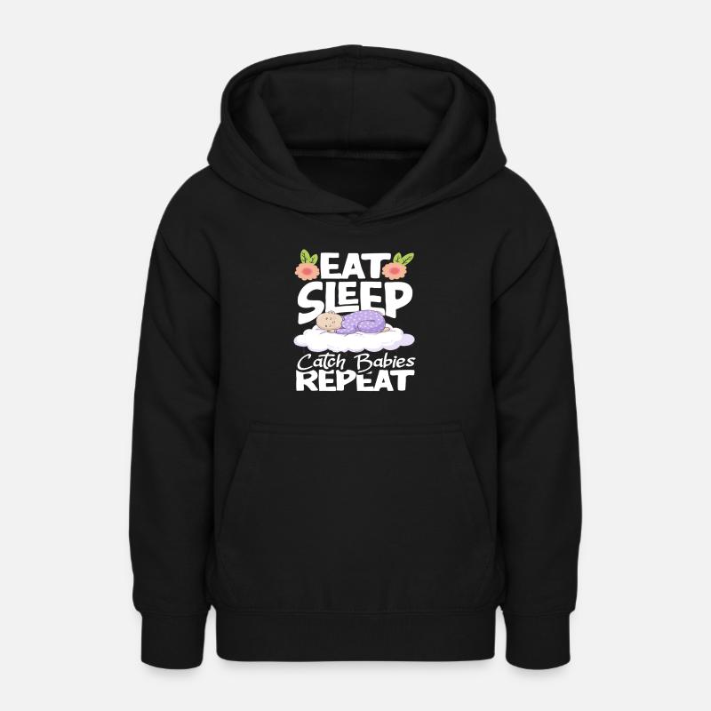 Jordemoder spiser søvn fanger babyer gentagelse - Teeneager hoodie - sort