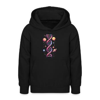 Double Helix DNA Space - Teen Hoodie - black - Front - AI Model Teenager Male light (155cm)