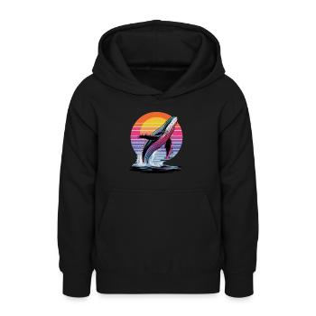 Wal Im Sonnenuntergang Vor Einem Farbenfrohen - Teenager Hoodie - Schwarz - Vorne - AI Model Teenager Male light (155cm)