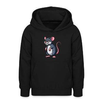 Rat - Sweat à capuche Ado - noir - Devant - AI Model Teenager Male light (155cm)