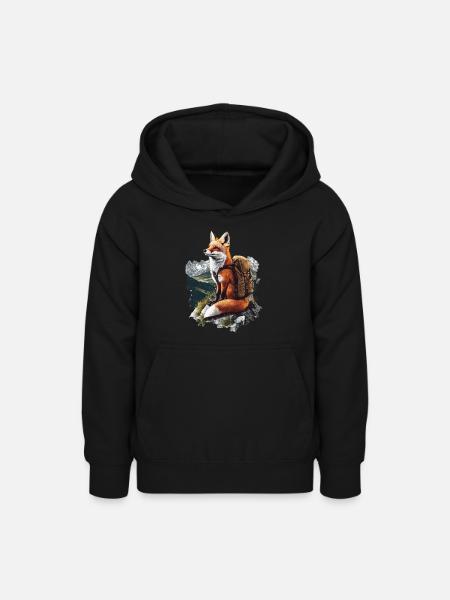 Fuchs - Teenager Hoodie - Schwarz