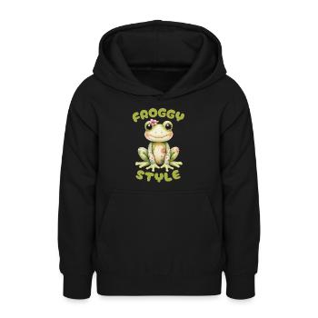 Froggy Style - Cute Frog - Teen Hoodie - black - Front - AI Model Teenager Male light (155cm)