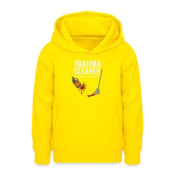 Nettoyeur médico-légal Humour noir Scène de crime Biohazard - Sweat à capuche Ado - jaune - Devant - AI Model Teenager Male dark (155cm)