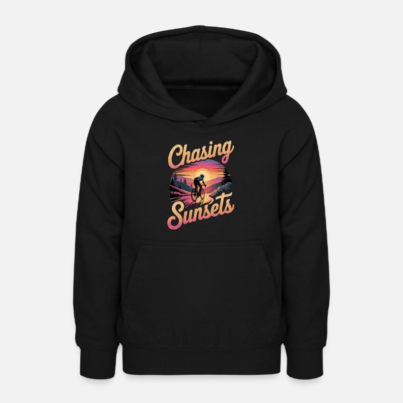 Cycliste à la poursuite des couchers de soleil - Sweat à capuche Ado - noir