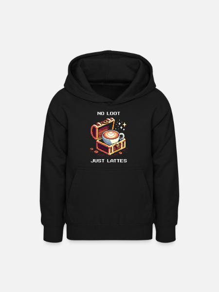 Kein Loot, nur Latte | Kaffee Barista - Teenager Hoodie - Schwarz