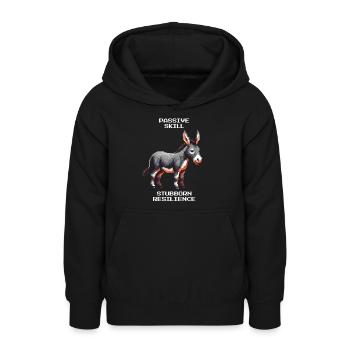 Esel: Sture Ausdauer | RPG Humor - Teenager Hoodie - Schwarz - Vorne - AI Model Teenager Male light (155cm)