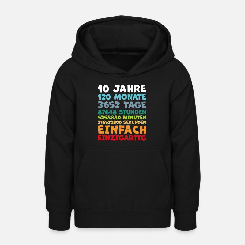 10e anniversaire 10 ans 120 mois garçons filles - Sweat à capuche Ado - noir