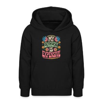 Mon énergie est chère - Sweat à capuche Ado - noir - Devant - AI Model Teenager Male light (155cm)