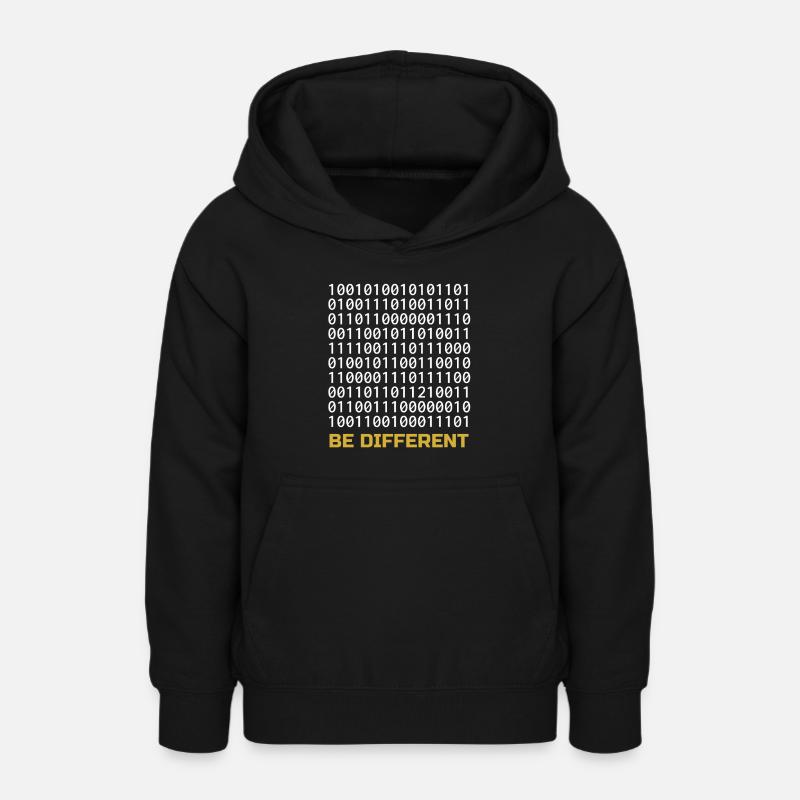 Être différent : Motif binaire avec message - Sweat à capuche Ado - noir