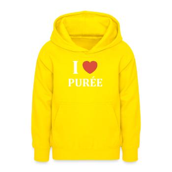 i love purée - Sweat à capuche Ado - jaune - Devant - AI Model Teenager Male dark (155cm)