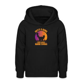 Juste une fille qui aime le chat Maine Coons - Sweat à capuche Ado - noir - Devant - AI Model Teenager Male light (155cm)