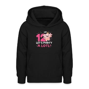 12ème anniversaire Axolotl douze ans doux Axolotls - Sweat à capuche Ado - noir - Devant - AI Model Teenager Male light (155cm)