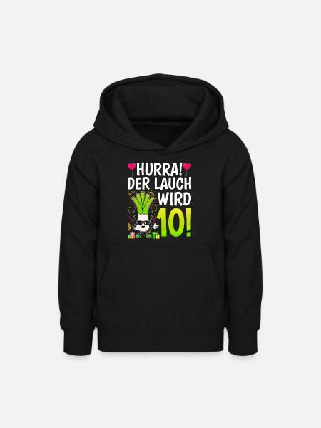 Hurra der Lauch wird 10 - Teenager Hoodie - Schwarz