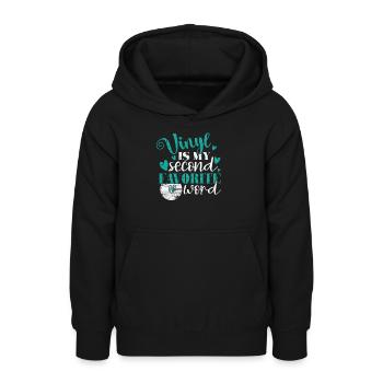 Vinyl Is my second Favorite V-Word Music - Teen Hoodie - black - Front - AI Model Teenager Male light (155cm)