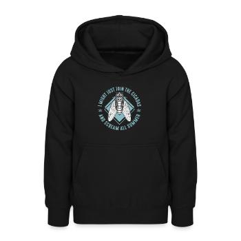 Cigales Je pourrais bien rejoindre l’entomologiste des cigales - Sweat à capuche Ado - noir - Devant - AI Model Teenager Male light (155cm)