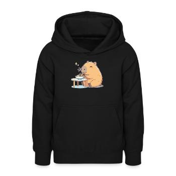 süße Capybara isst Ramen Nudeln Capybaras Ramen - Teenager Hoodie - Schwarz - Vorne - AI Model Teenager Male light (155cm)
