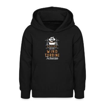 Wind Turbine Tech Coffee Moulin à vent amateur de café - Sweat à capuche Ado - noir - Devant - AI Model Teenager Male light (155cm)