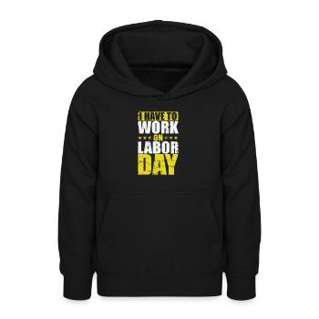 États-Unis Je dois travailler le jour de la fête du Travail - Sweat à capuche Ado - noir - Devant - AI Model Teenager Male light (155cm)