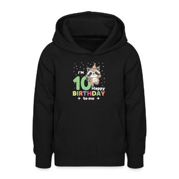 Waschbär zum 10. Geburtstag für Kinder zehn Jahre - Teenager Hoodie - Schwarz - Vorne - AI Model Teenager Male light (155cm)