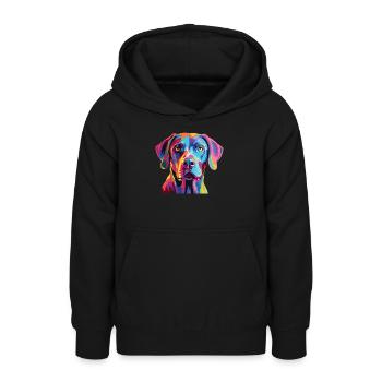 Aquarelle colorée dentelle bleue - Sweat à capuche Ado - noir - Devant - AI Model Teenager Male light (155cm)