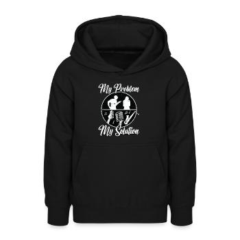 Amateur de musique jazz Mon problème Mon pictogramme Maman Papa - Sweat à capuche Ado - noir - Devant - AI Model Teenager Male light (155cm)