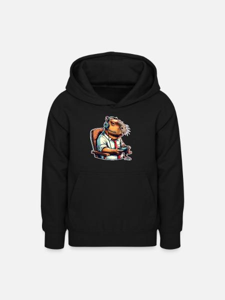 Capybara Gaming Nerd - Teenager Hoodie - Schwarz