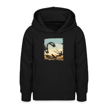 Kitesurf Kitesurfer Kiteboard - Sweat à capuche Ado - noir - Devant - AI Model Teenager Male light (155cm)