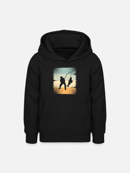 Angeln - Teenager Hoodie - Schwarz