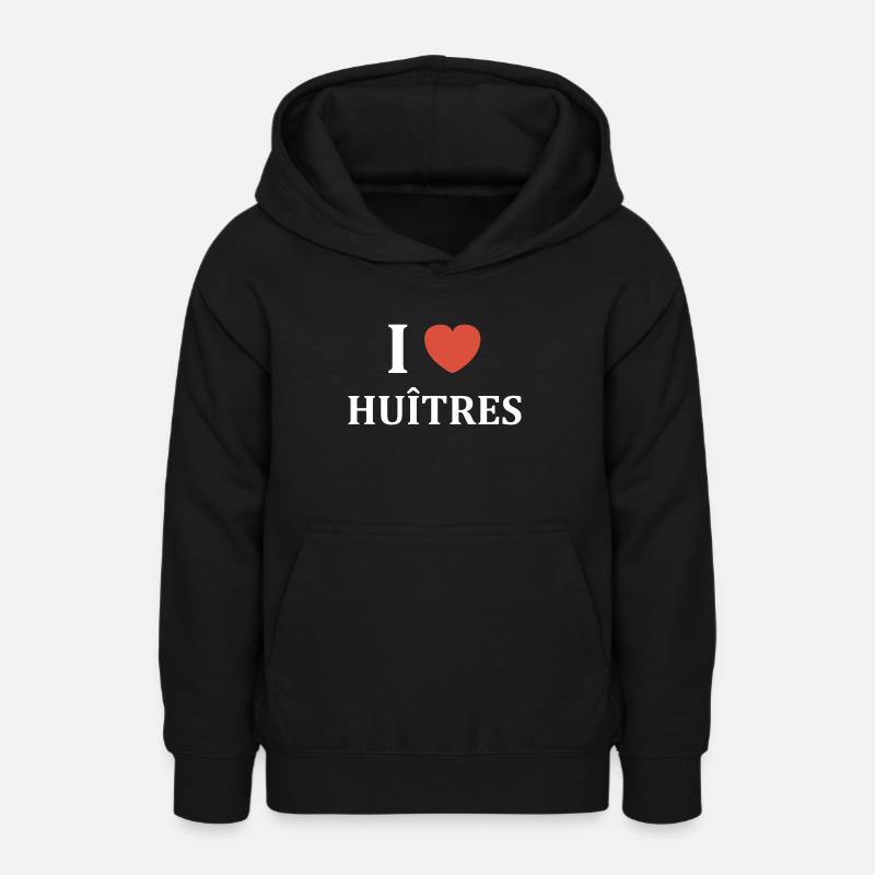 i love huîtres - Sweat à capuche Ado - noir