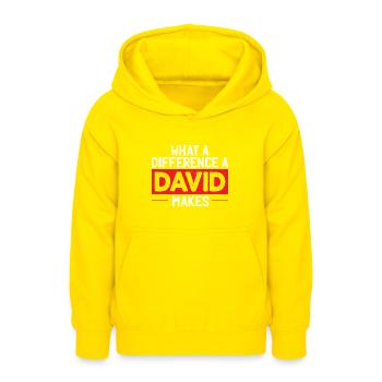 What A Difference A David Makes - Teen Hoodie - yellow - Front - AI Model Teenager Male dark (155cm)