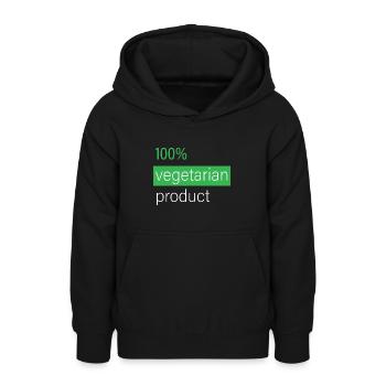 Produit 100% végétarien - Sweat à capuche Ado - noir - Devant - AI Model Teenager Male light (155cm)