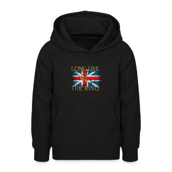 Britischer König Krönung Charles England Flagge - Teenager Hoodie - Schwarz - Vorne - AI Model Teenager Male light (155cm)