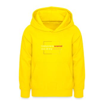 Angst vor meinen HOOKS - Teenager Hoodie - Gelb - Vorne - AI Model Teenager Male dark (155cm)