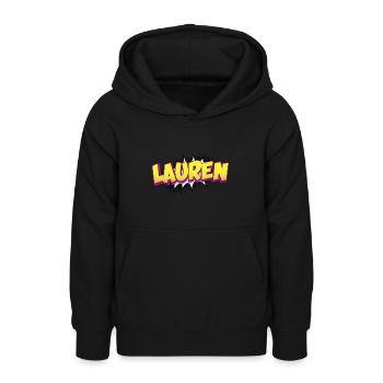 Lauren Nom personnalisé Style bande dessinée Pop Art, - Sweat à capuche Ado - noir - Devant - AI Model Teenager Male light (155cm)